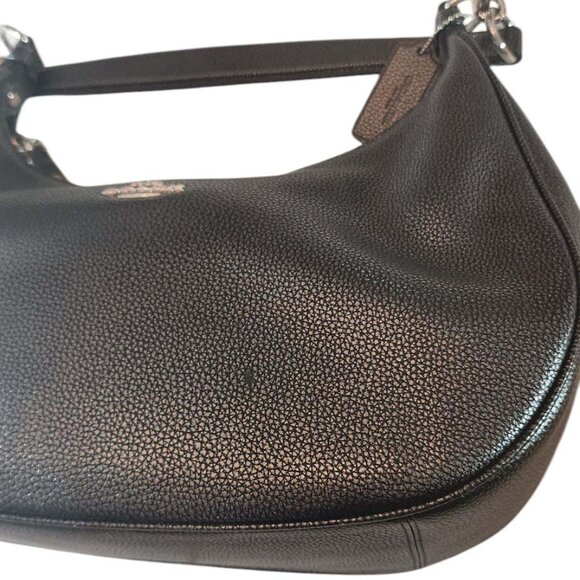 Coach Gray Metallic Hobo Pebble Leather Shoulder Bag - Picture 7 of 13
